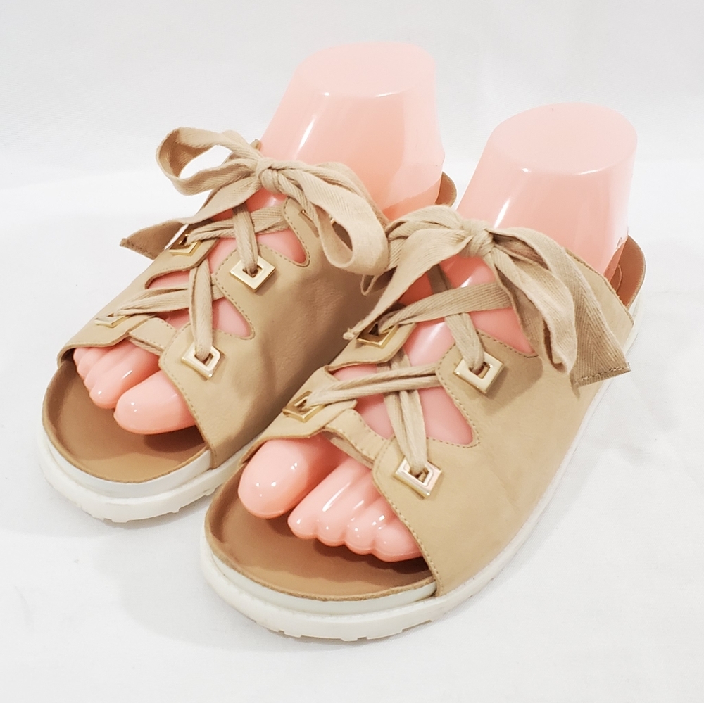 Gianni Bini Womens Flat Sandals Tan Tie Open Toe